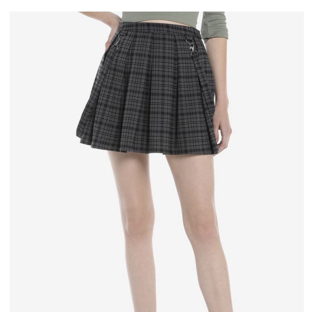 HOT TOPIC Pleated Suspender Skirt Plaid Checkered Size Medium
